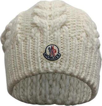 Moncler Pre-owned Beanie Met Pompon in Witte Wol - Dames - Vintage Accessoires - Wit - ONE Size - Wol - Vintage