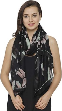 World of Shawls Dragonfly Print Womens Scarf Large Size (Black)