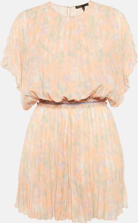 Maje Peach Abstract Print Chiffon Pliss&eacute; Playsuit