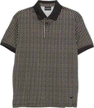 Emporio Armani geometric-pattern polo shirt - Black