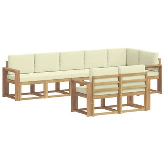 vidaXL Conjunto De Sof&aacute;s De Exterior 8 Pcs Blanco Y Crema Poli&eacute;ster Vidaxl