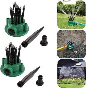 No Brand Aspersor Para Riego De C&eacute;sped, Parterres Y Hortalizas, 12 Boquillas Flexibles, Para Jardines, Huertos, Terrenos Agr&iacute;colas, C&eacute;sped Y Parterres, 21,6 X 