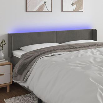 vidaXL Cabecero Con Led De Terciopelo Gris Oscuro 183x16x78/88 Cm Vidaxl