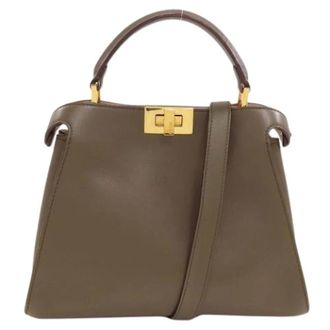 Fendi Pre-owned Peekaboo Handbag - Dames - Pre-owned - Groen - Maat: ONE Size Leer