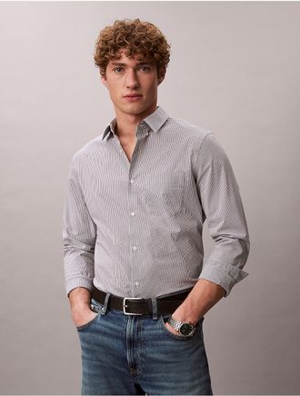 Calvin Klein Mens Cotton Stretch Gingham Slim Button-Down Shirt - Grey - 2XL