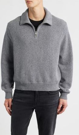 Frame Denim Half Zip Wool & Cotton Sweater in Grey Melange at Nordstrom Rack, Size Xx-Large