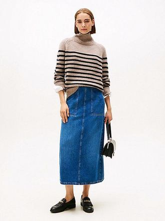 Tommy Hilfiger Denim High Rise Straight Midi Skirt