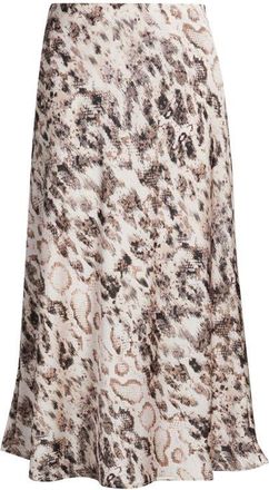 Tahari by ASL Print Satin Maxi Skirt in Mocha Snake at Nordstrom, Size 14
