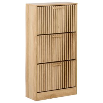 Beliani Armario Zapatero 3 Compartimentos Mdf De Madera De Pino Patas Madera Clara Lynwood