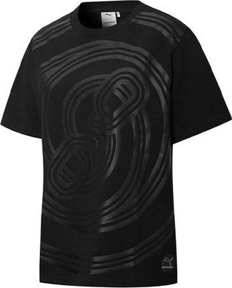 Puma (WMNS) PUMA x PRONOUNCE Crossover W Graphic Tee Printing Pattern Solid Color Round Neck Short Sleeve Black 534039-01
