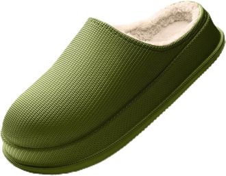 Generic Bjork Cloud Slippers,Memory Foam Fuzzy Wool-Like Plush Fleece Lined House Shoes,Anti-Slip Winter Warm Comfortable (Army green, Adult, Women, 3.5, Nume