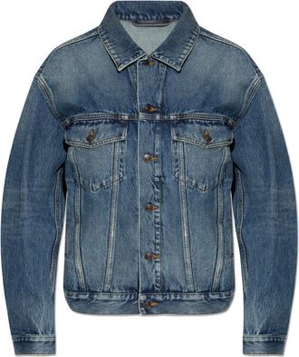 Balenciaga Denim Jackets, female, Blue, Size: 2XS Kick Denim Jacket