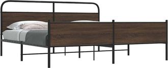 vidaXL Vidaxl - Estructura De Cama Sin Colch&oacute;n Metal Roble Marr&oacute;n 193x203 Cm
