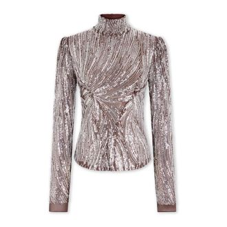 Paco Rabanne Top a manica lunga con dettagli ricamati in argento - - Tops - Donna - Multicolore - S