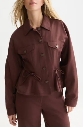 Scotch & Soda Fitted Peplum Trucker Jacket in Bitter Chocolate at Nordstrom, Size X-Large