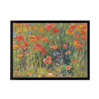 Artery8 Vonnoh Robert William Poppies Floral Framed Canvas Wall Art Print | Size: W24 x H32