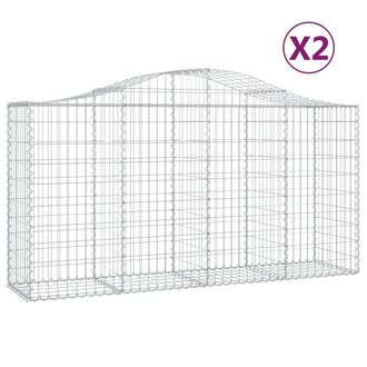 Berkfield Home Arched Gabion Baskets 2 pcs 200x50x100/120 cm Galvanised Iron in Silver
