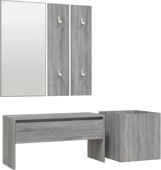 vidaXL Vidaxl - Set De Muebles De Recibidor Madera Contrachapada Gris Sonoma