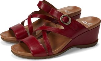 Dansko Womens Ana Glazed Kid Leather Sandals In Red