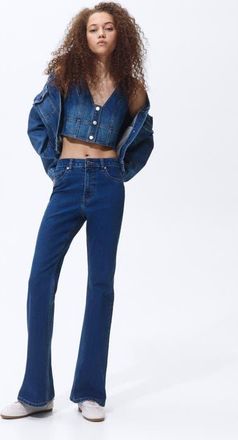 H&M Flared High Jeans in Dark Denim Blue at Nordstrom, Size 10