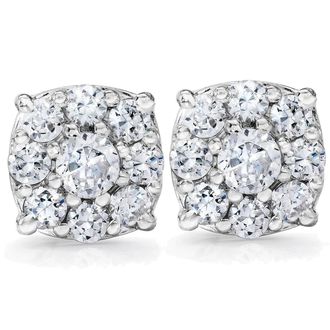 Pompeii3 1 Carat Halo Diamond Studs 14K White Gold