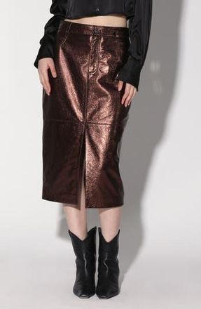 Walter Baker Glynice Metallic Leather Pencil Skirt in Bronze at Nordstrom Rack, Size 4