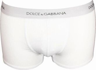 Dolce & Gabbana Mens Dolce & Gabbana Fine-Rib Regular Cotton Boxer Trunks, Optical White - Size: 37/36/32