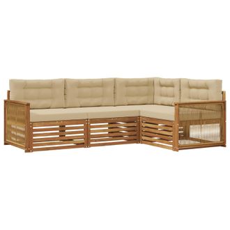 vidaXL Conjunto De Sof&aacute;s De Exterior Con Coj&iacute;n 4 Pcs Natural Y Beige Vidaxl
