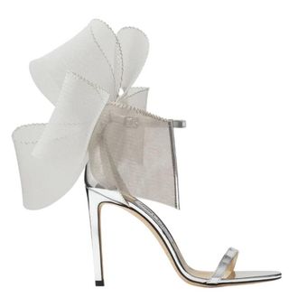 Jimmy Choo London Aveline 100 Asymmetric Bow Deatil Sandals, Brand Size 35.5 ( US Size 5.5 )
