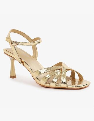 Where's That From Womens Lizzo Metallic Open Toe Stiletto Heel Sandals - Gold - Size: 7