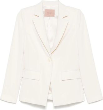 Twinset Witte Geknoopte Voorkant Jas met Zakken - Dames - Blazers - Wit - XL - Jassen