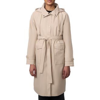 Bernardo Water Resistant Tie Belt Packable Raincoat in Taupe at Nordstrom Rack, Size Xx-Large