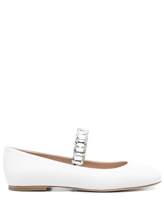 Casadei Crystal ballet flats - women - Calf Leather/Calf Leather/Calf Leather - 37 1/2 - White