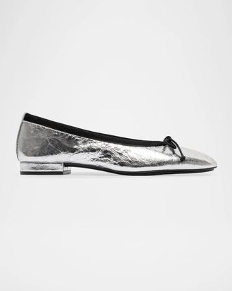 Bernardo Barbara Crinkle Metallic Leather Ballerina Flats