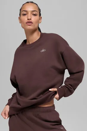 Alo | Accolade Crewneck Neck Pullover Top in Brownstone, Size: Medium