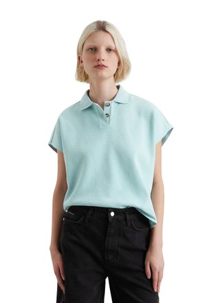 Marc O'Polo Denim Poloshirt MARC OPOLO DENIM, Damen, Gr. XL, blau (blau fog), Jersey, Obermaterial: 100% Baumwolle, weit, Shirts Poloshirt