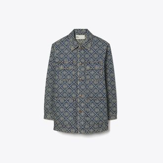 Tory Burch Womens Denim Cargo Barn Jacket, size 10