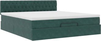 vidaXL Vidaxl - Estructura De Cama Otomana Con Colch&oacute;n Verde Oscuro 160x200 Cm