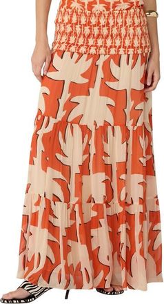 Diane Von F&uuml;rstenberg Dina Skirt in Heritage Palm Big Burnt Orange at Nordstrom, Size Xx-Small