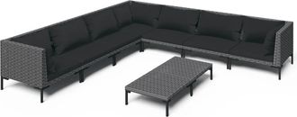 vidaXL Set Sof&aacute;s De Jard&iacute;n 8 Pzas Cojines Rat&aacute;n Sint&eacute;tico Gris Oscuro Vidaxl