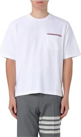 Thom Browne T-Shirts, male, White, 2XL, Pocket ShortSleeve Crew Neck Tee