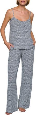 Eberjey Gisele Printed Camisole Pants Pajamas in Seashell Navy at Nordstrom, Size X-Large