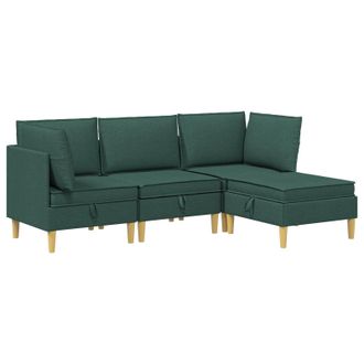 vidaXL Juego De Sof&aacute; Modular Con Almacenamiento 4 Pcs Verde Oscuro Vidaxl