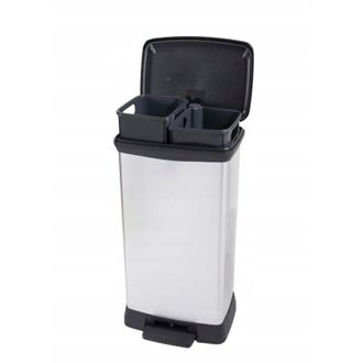 Curver Curver - Deco - Cubo de basura (23 l + 23 l, color plateado metálico