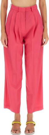 Alysi Wijde Wollen Broek - Dames - Wijde Broeken - Roze - S - Wol - Broeken