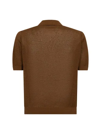 Tagliatore Pointelle Cotton Polo Shirt - Brown