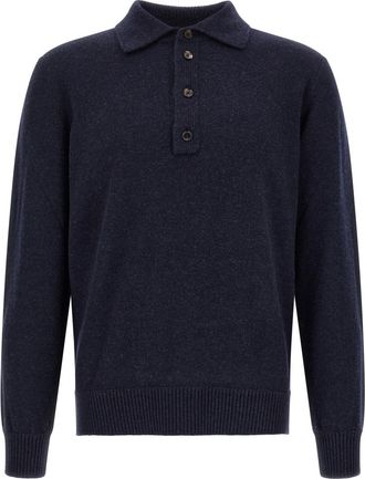 Ermenegildo Zegna Navy Blue Polo Sweater