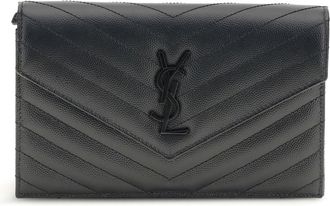 Saint Laurent Womens Shoulder Bag Cassandre Black Calf Leather Wallets & Purses