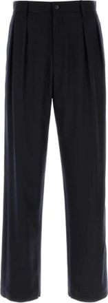 Alanui Broek van zuivere scheerwol met dubbele plooi - Heren - Nette broeken - Blauw - M - Wol - Broeken