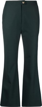 Nanushka Kyma cropped kick-flare trousers - women - Recycled Polyester/Virgin Wool/Elastane - L - Green